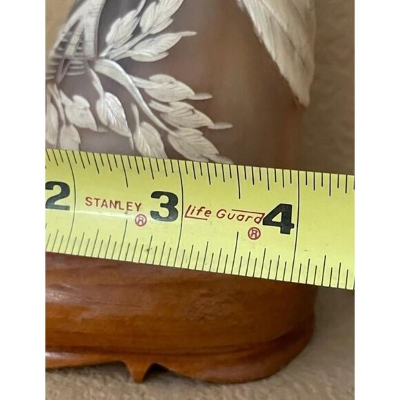 Native American Hand-Carved Water Buffalo Horn Eagle Sculpture Wooden Base - Picture 6 of 8